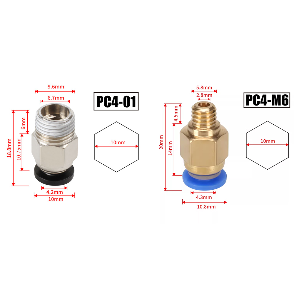 Bowden Tube - 10 ชิ้น/ล็อต ข้อต่อลม PC4-M10 สำหรับชิ้นส่วนเครื่องพิมพ์ 3