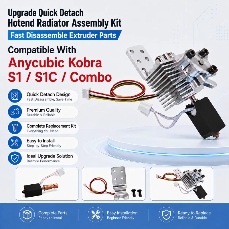 Hotend Assembly - ชุดอุปกรณ์ประกอบฮีทแรดิเอเตอร์ฮอทเอนด์แบบถอดประกอบเร็ว อัปเกรดชิ้นส่วนเอ็กซ์ทรูเดอร์ ใช้ได้กับ Kobra S1 S1C