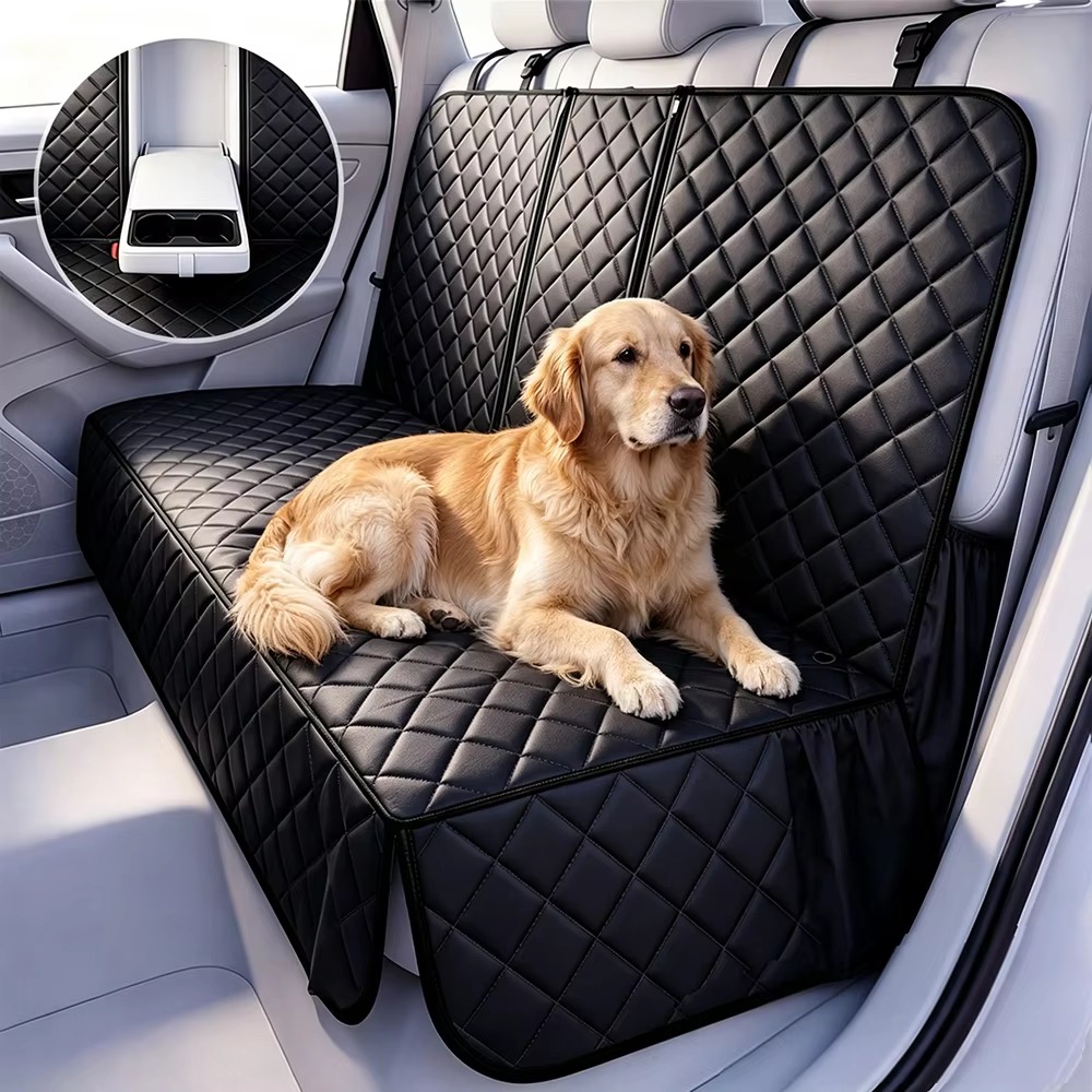 Carriage Bed - ผ้าคลุมเบาะหลังรถยนต์สำหรับสัตว์เลี้ยง ป้องกันรอยขีดข่วน กันลื่น บุด้วยผ้าควิลท์ กันน้ำ สำหรับสุนัขพันธุ์โกลเด้นรีทรีฟเวอร์และสุนัขขนาดกลางถึงใหญ่