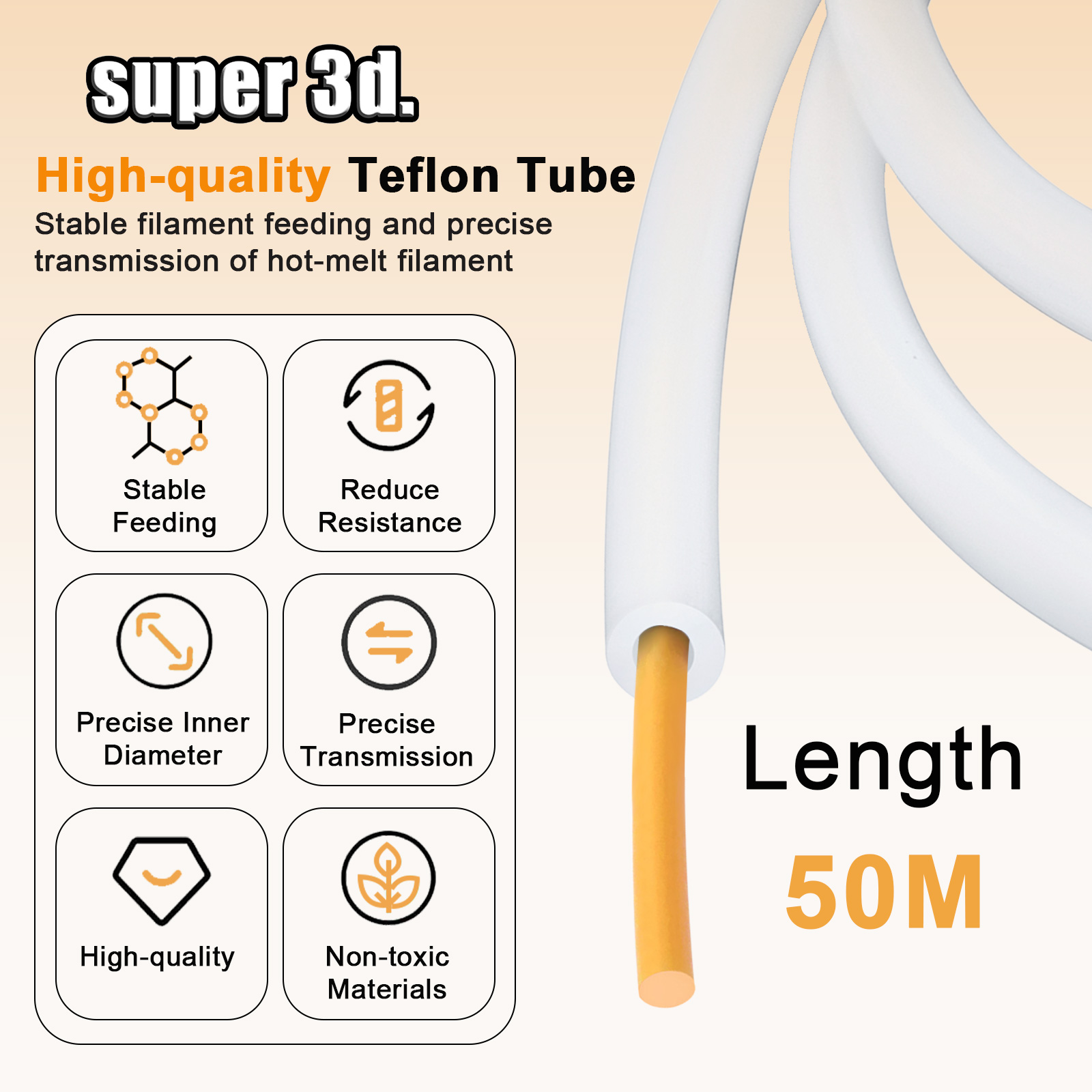 ท่อ PTFE Bambu Lab ขนาด 1/2/50 - Bowden Tube บทวิจารณ์และราคา